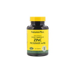 Natures Plus Zinc Picolinate w/B6 Συμπλήρωμα Διατροφής Με Ψευδάργυρο & Βιταμίνη Β6 120 ταμπλέτες