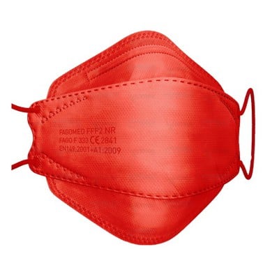 FAMEX 3D Extra Comfort Fish Style Μάσκα Υψηλής Προστασίας Ενηλίκων FFP2 Σε Κόκκινο Χρώμα x20 Τεμάχια