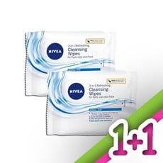 Nivea 3 in 1 Refreshing Cleansing Wipes Αναζωογονητικά Μαντηλάκια Καθαρισμού 25 Τμχ 1+1 Δώρο. Αφαιρούν το μακιγιάζ από μάτια, χείλη και πρόσωπο, για κανονική επιδερμίδα.