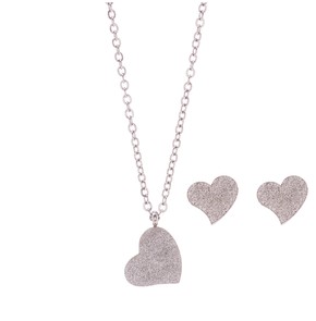 Dalee Stainless Steel Single Heart Necklace & Earr