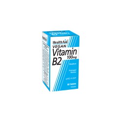 Health Aid Vitamin B2 Riboflavin 100mg Συμπλήρωμα Διατροφής Για Την Παραγωγή Ενέργειας Βραδείας Αποδέσμευσης 60 ταμπλέτες