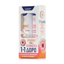 Quest Once a Day Σετ Vitamin C 1000mg with Rosehips & Rutin (Πορτοκάλι), 20 eff. tabs & Δώρο Echinacea & Propolis (Λεμόνι), 20 eff. tabs
