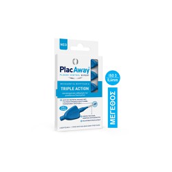 Plac Away Triple Action 0.6mm ISO 3 Interdental Brush Blue 6 pieces