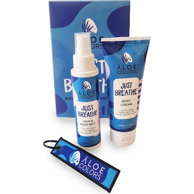 ALOE COLORS Just Breathe Gift Set Body Cream-Γαλάκτωμα Σώματος 100ml & Hair & Body Mist-Ενυδατικό Σπρέι Σώματος & Μαλλιών 100ml & ΔΩΡΟ Πολύχρωμο Μπρελόκ