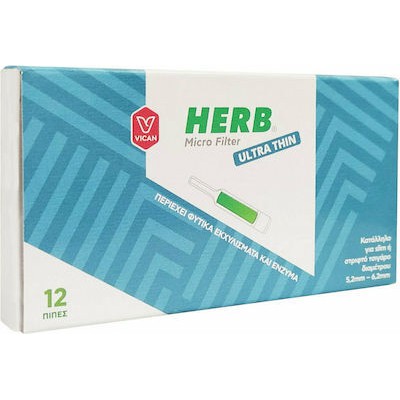 VICAN Herb Micro Filter Ultra Thin Πίπες Για Slim ή Στριφτό Τσιγάρο 12 Τεμάχια