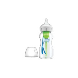 Dr.Brown's Natural Flow Options+ Glass Bottle With Wide Neck & Silicone Nipple 0m+ 270ml