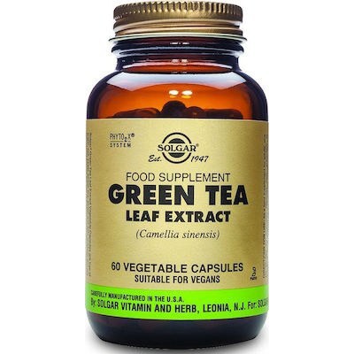 SOLGAR Green Tea Leaf Extract Συμπλήρωμα Διατροφής Πράσινο Τσάι Για Έλεγχο Του Βάρους - Επιταχύνει Την Καύση Του Αποθηκευμένου Λίπους, 60 Κάψουλες