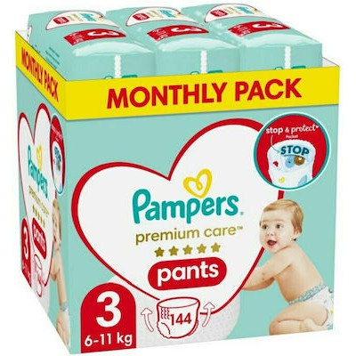 PAMPERS Premium Care Pants No.3 Monthly Pack (6-11kg) Πάνες 144 Tεμάχια