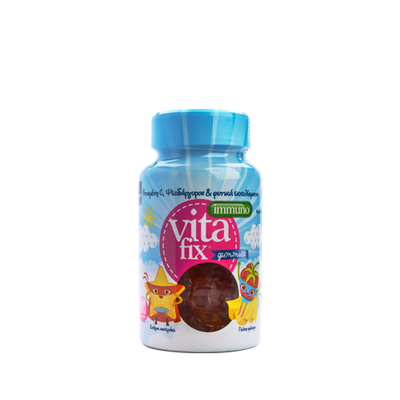 INTERMED Vita Fix Immuno Παιδικό Συμπλήρωμα Διατροφής Για Ενίσχυση Του Ανοσοποιητικού & Βιταμίνη C & Ψευδάργυρο Με Γεύση Σμέουρο Από 4 Ετών x60 Ζελεδάκια-Αστεράκια