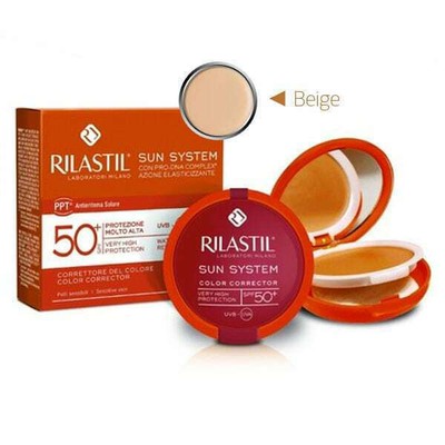 RILASTIL Sun System Uniforming Compact Cream SPF50+ Shade 01 Beige Αντηλιακή Κρέμα Προσώπου Για Ομοιομορφία Compact Foundation 10g