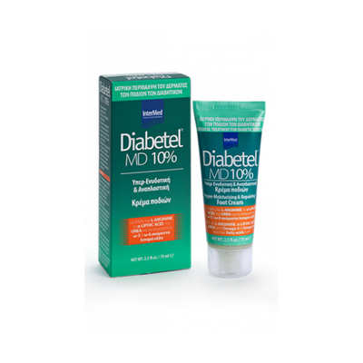 INTERMED Diabetel MD Cream 10% Κρέμα Εντατικής Ενυδάτωσης Για Τα Πόδια, Με Ουρία 10% 75ml
