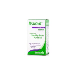 Health Aid Brainvit Two-A-Day Συμπλήρωμα Διατροφής Για Ενίσχυση Μνήμης & Εγκεφαλικών Λειτουργιών 60 φυτικές ταμπλέτες