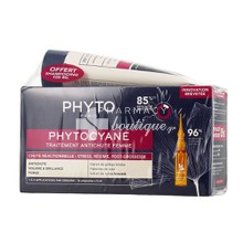 Phyto Phytocyane Anti-Hair Loss Treatment for Women - Γυναικεία Αντιδραστική Τριχόπτωση, 12 φιαλίδια x 5ml & Δώρο Phytocyane Invigorating Shampoo - Σαμπουάν, 100ml
