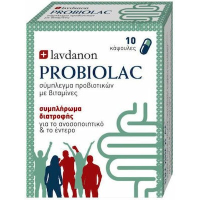 LAVDANON Probiolac Συμπλήρωμα Διατροφής Προβιοτικών - Πρεβιοτικών & Βιταμινών 10 Κάψουλες