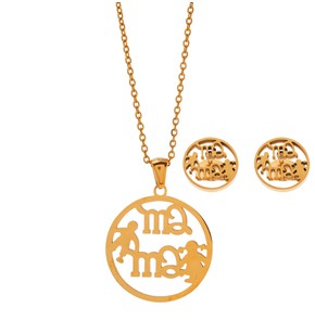 Dalee Stainless Steel Mama Necklace & Earrings Set