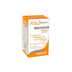 Health Aid A to Z Multivit One A Day Συμπλήρωμα Διατροφής Με Βιταμίνες Μέταλλα & Λουτεΐνη Απαραίτητα Για Τον Οργανισμό Καθημερινά 30 κάψουλες