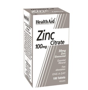 Health Aid  Zinc Citrate Ψευδάργυρος 100mg, 100 Τα