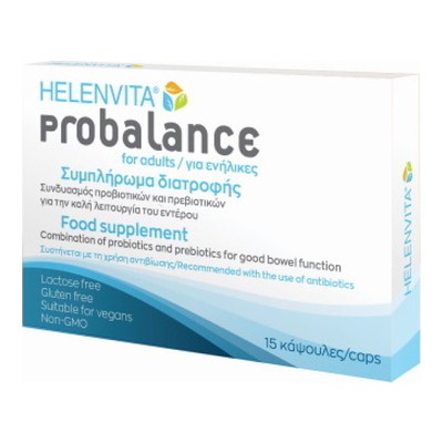 HELENVITA Probalance Συμπλήρωμα Διατροφής Με Συνδυασμό Προβιοτικών & Πρεβιοτικών Για Την Καλή Λειτουργία Του Εντέρου Για Ενήλικες x15 Κάψουλες