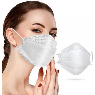 FAMEX 3D Extra Comfort Fish Style Μάσκα Υψηλής Προστασίας Ενηλίκων FFP2 Σε Λευκό Χρώμα 50 Τεμάχια
