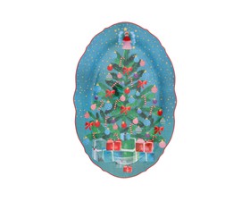 Maxwell Williams  Πιατέλα Οβάλ 30x15cm Γαλάζια Πορσελάνη Christmasville Σε Συσκευασία Δώρου