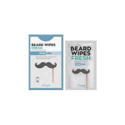 Vican Wise Men Beard Wipes Fresh Μαντηλάκια Καθαρισμού Για Τη Γενειάδα Του Άνδρα Με Νότες Musk & Σανταλόξυλου 12 τεμάχια