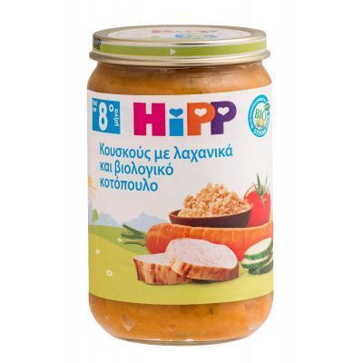 HIPP Bio Βρεφικό Γεύμα Κουσκούς Με Λαχανικά Και Βιολογικό Κοτόπουλο Από 8 Μηνών 220g