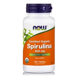 Now Foods Spirulina 500mg Τονωτικό, Πηγή πρωτεΐνης, Μείωση όρεξης, Αντιοξειδωτικό - 100 ταμπλέτες