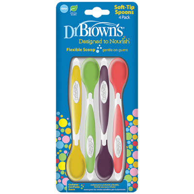DR. BROWN'S Soft-Tip Spoons Μαλακά Κουταλάκια Ταΐσματος 4+ Μηνών 4 Τεμάχια TF 009 