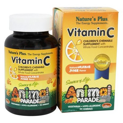 NATURE'S PLUS  Animal Parade Vitamin C Μασώμενες Ταμπλέτες Βιταμίνης C Για Παιδιά Με Γεύση Πορτοκάλι x90 Ζελεδάκια