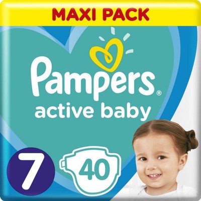 PAMPERS Baby Diapers Active Baby No.7 15 + Kgr 40 Pieces Maxi Pack