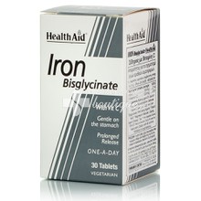 Health Aid IRON Bisglycinate 30mg (Iron with Vitamin C), 30 tabs