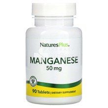 Natures Plus Manganese 50mg (Μαγγάνιο) - Οστά/Αναπαραγωγικές Δυσλειτουργίες, 90 tabs