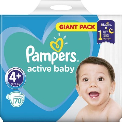 PAMPERS Baby Diapers Active Baby No.4 + 10-15Kgr 70 Pieces Giant Pack