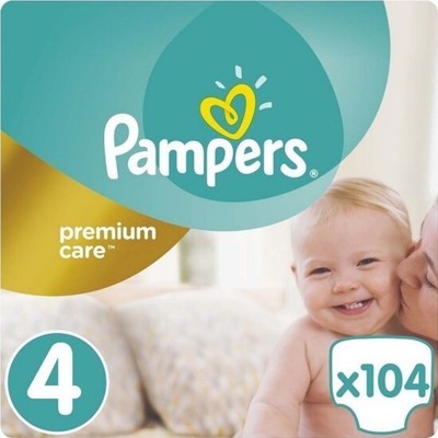 PAMPERS Baby Diapers Premium Care No.4 8-14Kgr 104 Pieces Mega Pack