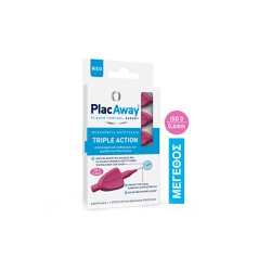 Plac Away Triple Action 0.4mm ISO 0 Interdental Brush Pink 6 pieces