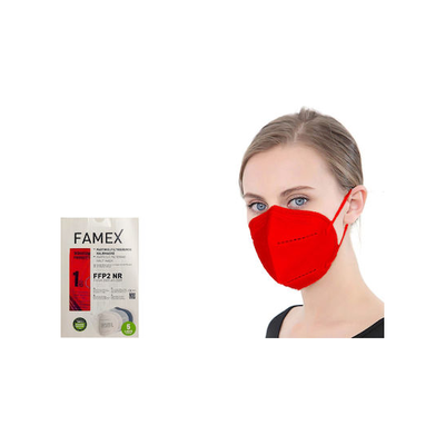 FAMEX Μάσκα Προσώπου Υψηλής Προστασίας KN95-FFP2 Χωρίς Βαλβίδα Κόκκινη x10