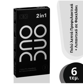 Duo 2 in 1 Ultra Thin Πολύ Λεπτά Προφυλακτικά, 6τμ