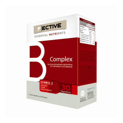 F|ECTIVE Essential Nutrients B Complex Συμβάλλει Στη Μείωση Της Κούρασης x30 Δισκία