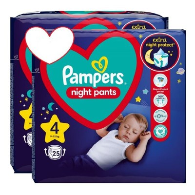 PAMPERS Night Pants Βρεφικές Πάνες Βρακάκι Νυκτός No.4 9-15Kg 50 Τεμάχια (2 Συσκευασίες Των 25 Τεμαχίων)