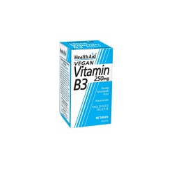 Health Aid Vitamin B3 250mg Dietary Supplement Involved in Many Metabolic Processes of the Body 90 tablets