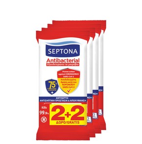 Septona Antibacterial Hand Wipes 75% Ethanol, 4pcs