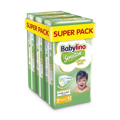 BABYLINO Sensitive Cotton Soft Πάνες Παιδικές Nο5+ 12-17kg (42x3) 126 Τεμάχια Super Pack