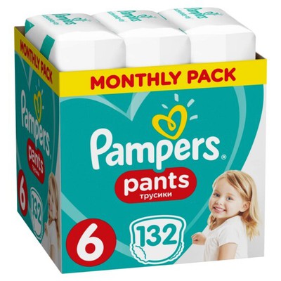 PAMPERS Baby Diapers Pants No.6 15 + Kgr 132 Pieces Monthly Pack