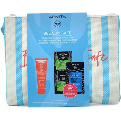 APIVITA  Bee Sun Safe Promo Pack Με Hydra Fresh Face Gel-Cream SPF50, 50ml & Δώρο Express Beauty Face Mask Aloe, 2x8ml & Express Beauty Hair Mask Hyaluronic Acid, 20ml & Νεσεσέρ