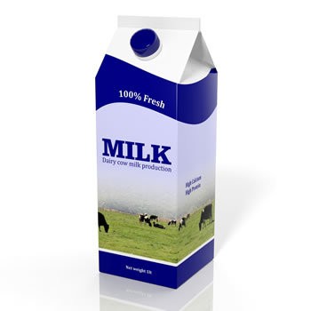 3D milk carton box isolated on white â Stock Photo