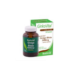 Health Aid GinkoVital Standardized Ginkgo Biloba 5000mg Food Supplement For Better Memory Warm Hands & Feet 30 capsules