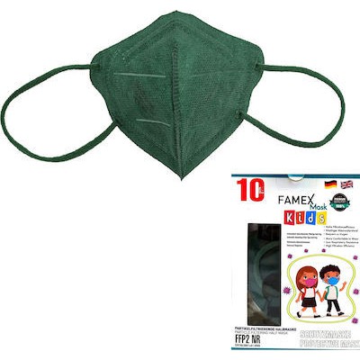 FAMEX Particle Filtering Half NR Παιδική Μάσκα Προστασίας FFP2 Πράσινο Σκούρο 100 Τεμάχια 10x10