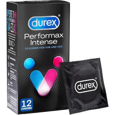 DUREX Perfomax Intense Προφυλακτικά Με Κουκκίδες, Ραβδώσεις & Επιβραδυντικό Τζελ 12 Τεμάχια