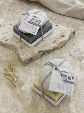 Handmade soap and exfoliating stone set - Oatmeal