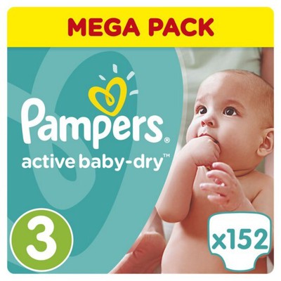 PAMPERS Βρεφικές Πάνες Active Baby Dry No.3 5-9Kgr 152 Τεμάχια Monthly Pack